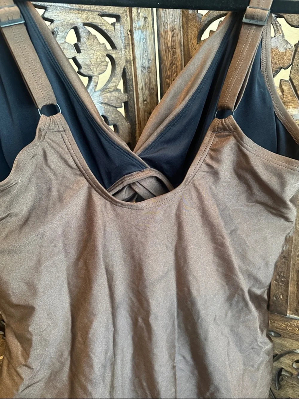DKNY Shimmery Brown Swim One-Piece size L - Picture 4 of 4